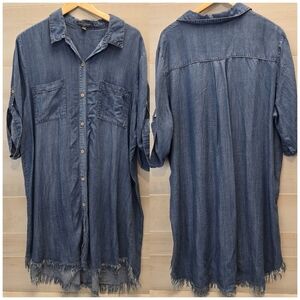 Denim Blue Button-Up Shirt Dress